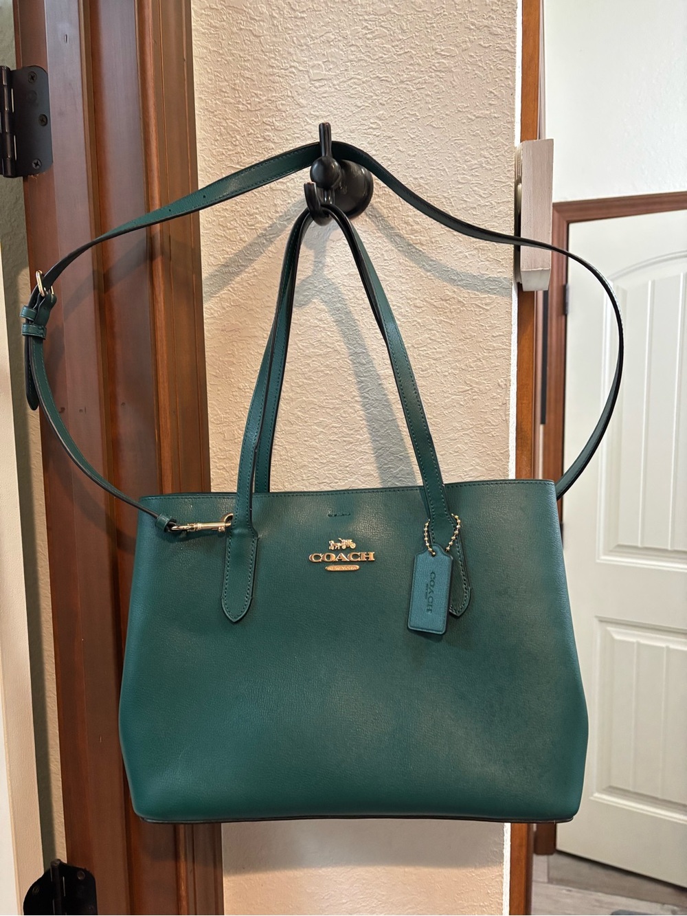 Coach Teal Leather Tote with Adjustable Strap